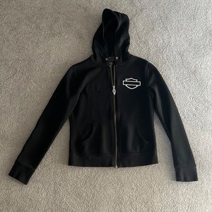 cute harley davidson jacket no string in hoodie